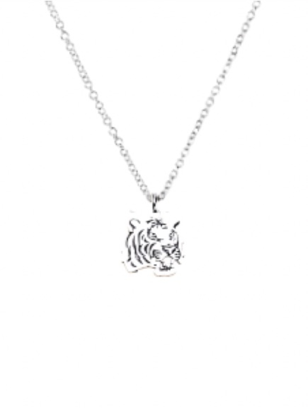Stainless Steel Tiger Head Pendant Necklace - Silver color